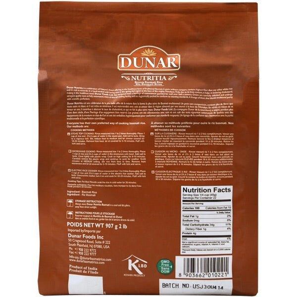 Dunar Elongated Brown Basmati Rice 2 lb - Shiraz Kitchen